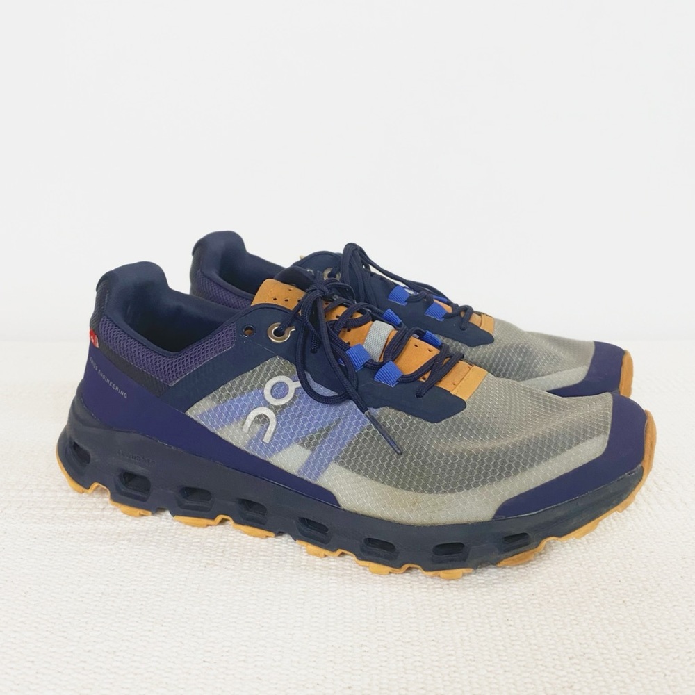 On Running Women's Gray Navy Orange Cloudventure Trail Sneakers - Picture 2 of 11